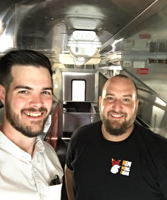 Cole Forrest (left) and Jesse McDonald inside their new fod truck.