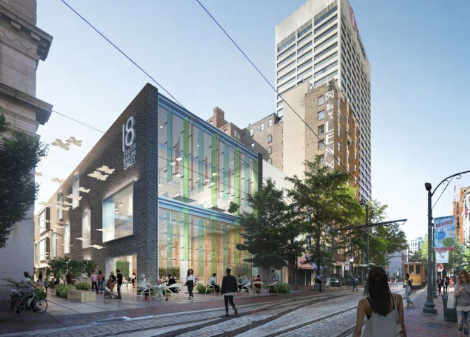 A rendering for 18 S. Main shows a well-lit modern design with lots of windows.