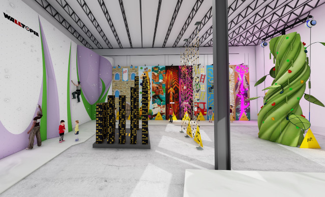 A colorful children's room features light-up walls and a climbable beanstalk.