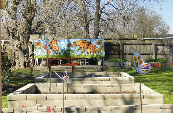 The butterfly sculptures flutter through the Carnes garden and surrounding neighborhood.