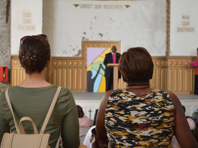 Bishop E. Lynn Brown of the CME Church delivered a fiery speech to those gathered for the ceremony, challenging the crowd to serve one another in the spirit of Dr. King