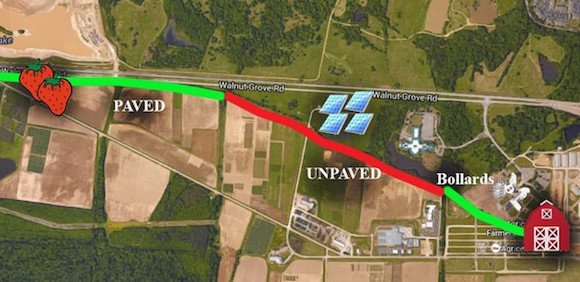 The unpaved portion of the AgriCenter is soon to be paved and completed