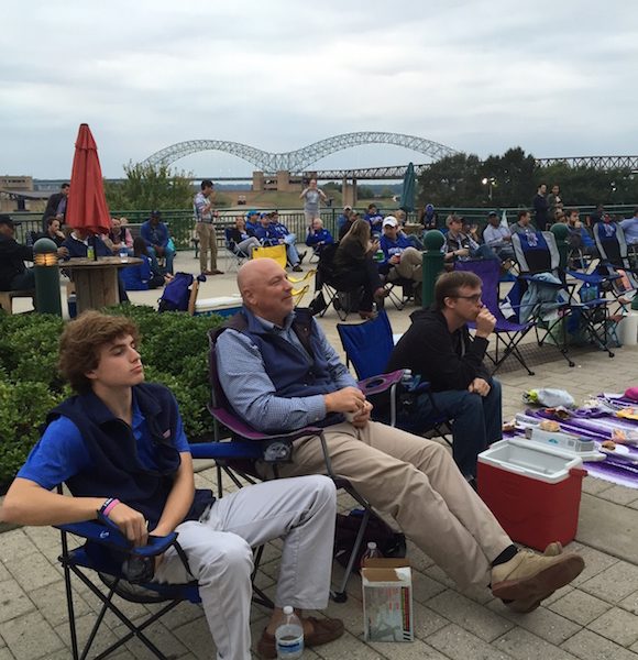 City of Memphis COO Doug McGowen enjoys a tailgating event at the law school's promenade.