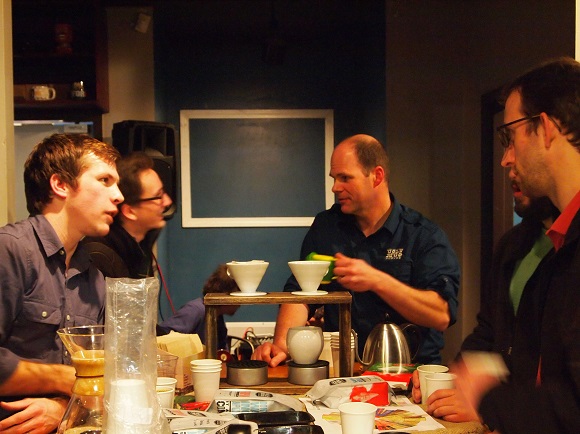 Nathan Wiemers with customers