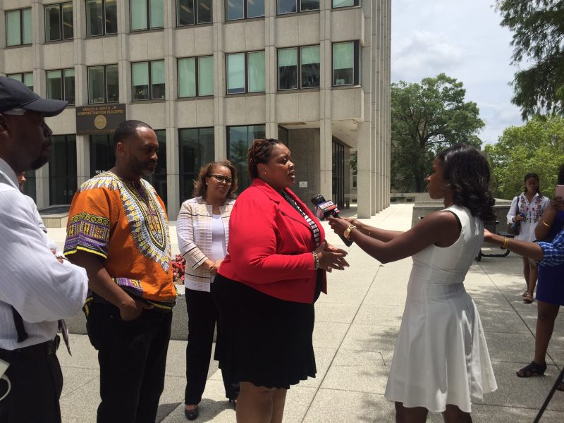 Tami Sawyer, NAACP political action chair, speaks at a recent protest in favor of federal oversight of Memphis' juvenile court.