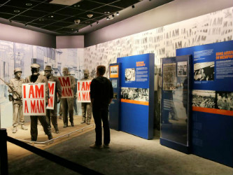 A Rhodes College student visits the National Civil Rights Museum.